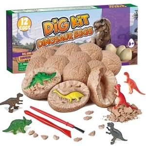 Easter Dino Eggs Dig Kit, 12 Pack Dinosaur Eggs Excavation Science Experiment... - Picture 1 of 7