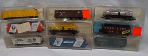 9 VINTAGE LIFE-LIKE N SCALE BOX CARS, HOPPER, TANK, CABOOSE AND MORE - Picture 1 of 7