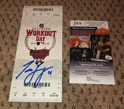 TODD FRAZIER SIGNED 2015 HOME RUN DERBY TICKET JSA CINCINNATI REDS BASEBALL - Image 1 of 2