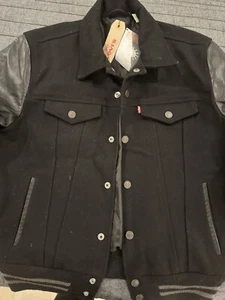 Levi’s Hybrid Wool And Leather Truck Jacket Medium Black - Picture 1 of 15