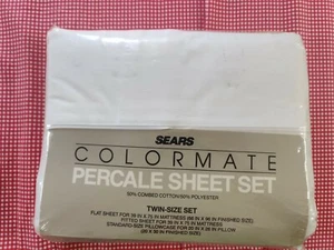 Sears Colormate Twin Sheet Set, winter white colorway - Picture 1 of 6