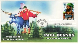 AO-3084-3, 1996, Folk Heroes, Add On Cachet ,First Day Cover, Standard Postmark, - Picture 1 of 1