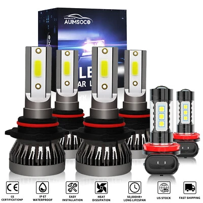 适用于日产 Quest 2004 - 2009 6500K 白色 6X LED 车头灯和雾灯灯泡组合 — 第 1/4 张图片