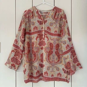 Top tunica Violet & Claire Boho Paisley XL rosa avorio leggero hippie bohemien - Foto 1 di 9