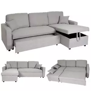 B-Ware Ecksofa mit Bettkasten MCW-L17, Sofa, Liegefläche Nosagfederung, grau - Bild 1 von 9
