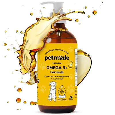 Omega 3 Fish Oil for Dogs, Dogs Liquid Skin and Coat Supplement by Petmade 16 OZ