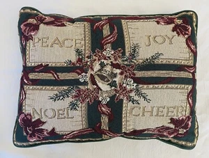 Weihnachten Gobelin Überwurf Kissen 16x12 Peace Joy Noel Cheer Akzent Dekor - Bild 1 von 4