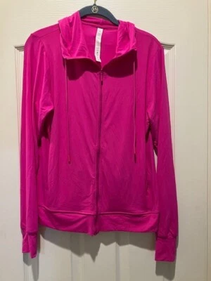 RM Women's Small Bright Pink Lightweight Nylon Long Sleeve Zipped Hoodie - Image 1 of 4