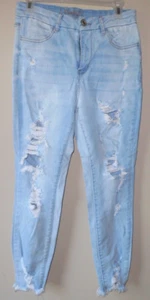 Rue 21 Jeans Damen 10 Curvy Mid Rise Ankle Jegging Washed Out Löcher Ripped Light - Bild 1 von 3