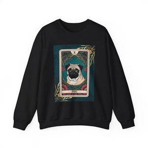 Pug Sweatshirt Tarot card sweater gift for pug lover Crewneck Sweatshirt - Picture 1 of 13