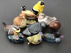 Lot of 10 Various DUCKS & BIRDS FIGURINES Ceramic Wood Rubber 1”-3” Some Flaws
