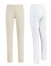 LEGGIADRO Sz 12 Tech Stretch 2 Pocket Pants Pull on Cotton Blend Marbe or White