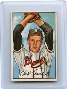 1952 BOWMAN BASEBALL #120 CHET NICHOLS RC, BOSTON BRAVES, SET BREAK, 080617