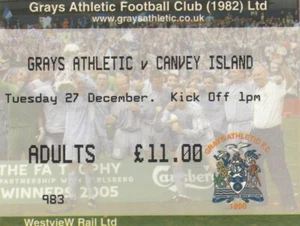 Ticket - Grays Athletic v Canvey Island 27.12.05 - Picture 1 of 1