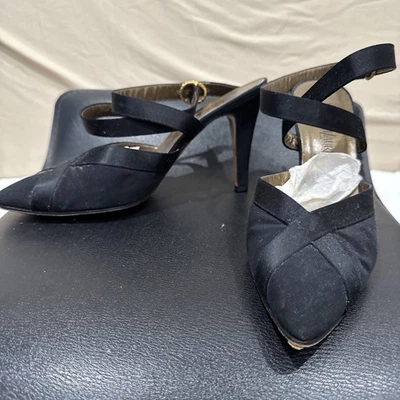 Saint Laurent Paris Negro Patente YSL Correa de Tobillo Gema Tacones Tacones de aguja Raro Ballet Foto 1 de 4