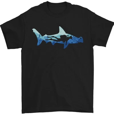 T-Shirt Pour Homme Plongée Hammerhead Shark 100% Coton - Photo 1/4
