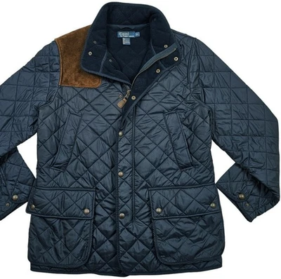 *HOT VTG Men POLO RALPH LAUREN SPORTS PARKA HUNTING QUILT LEATHER LINED Jacket L - Image 1 of 4