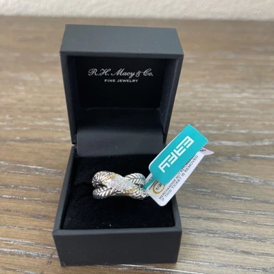 Diamante EFFY (1/20 ct. t.w.) Anillo cruzado en plata de ley y placa de oro de 18k Foto 1 de 3