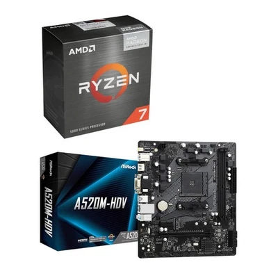 AMD Ryzen 7 5700G CPU + ASRock A520M-HDV AMD AM4 mATX Motherboard Combo - Image 1 of 4