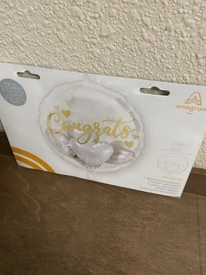 Globo de lámina de plata y oro Congrats en globo 20” X 20” Anagrama ¡Nuevo! Foto 1 de 3