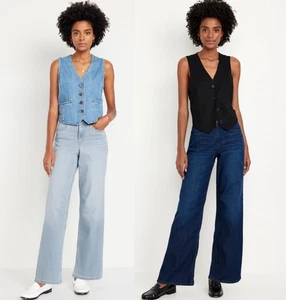 Old Navy WOW Wide Leg Jeans Bundle Size 8 Light Wash Dark Wash Denim High Rise - Picture 1 of 15