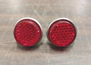 LICENSE PLATE BOLTS RED MINI REFLECTORS Wingnut Motorcycle Harley Honda Bobber - Picture 1 of 5