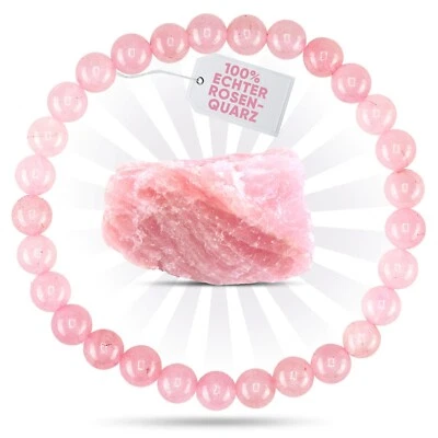 Edelstein Armband aus echtem Naturstein: Rosenquarz | 6mm Kugelarmband - Bild 1 von 4