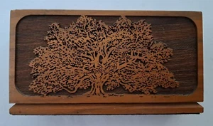 VINTAGE LASERCRAFT WALNUT DESKTOP PEN PENCIL HOLDER - Picture 1 of 5