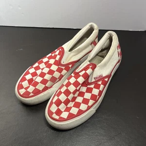Mudd Shoes Womens 7.5Poppy-197L Slip On Flats Checkered Comfort White Red Canva - Picture 1 of 6