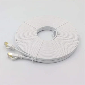 RJ45 Cat7 Ethernet Network LAN Cable Gold Plated Flat Patch Lead - Afbeelding 1 van 12