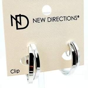 Nuevos Pendientes de Doble Aro Directions Crossing Clip Tono Plateado Pulido NUEVO - Imagen 1 de 4