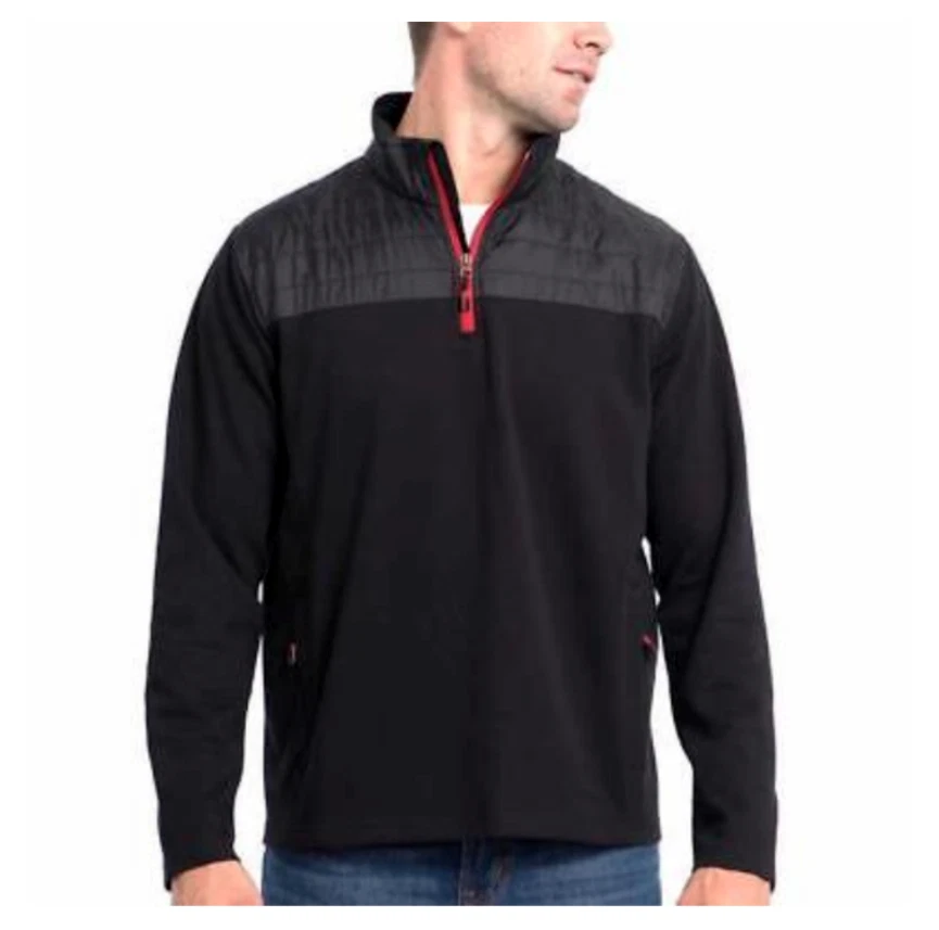 Mens Eddie Bauer Black Mixed Media 1/4 Zip Pullover Jacket Size Medium