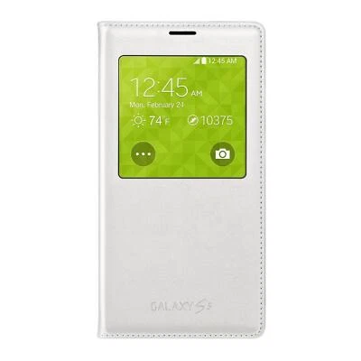 Samsung S-View Flip Cover For Galaxy S5 White Id Chip Case Folio Front Window - Image 1 of 3
