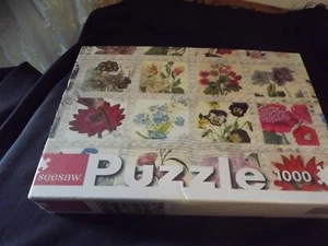 NEW seesaw Flower stamp collection jigsaw puzzle 1000 pieces botanical SEALED BX - Picture 1 of 7