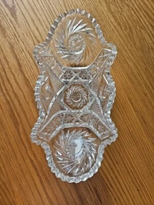 Vintage Kristall geschliffenes Glas ~ wirbelndes Sternenmuster ~ 12x5x3 cm - Bild 1 von 7