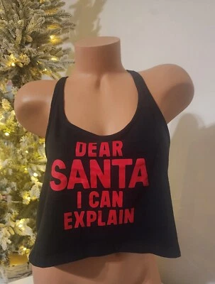 Victoria's Secret сексуальный дорогой Санта я могу Expalin пижама рубашка черный красный большой новый с Ярлыками - Изображение 1 из 4