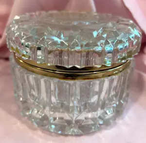 Vintage French Cut Crystal Baccarat Style Jewelry Casket Trinket Box Very Heavy - Picture 1 of 9