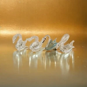 Four Blown Glass Miniature Swan Birds Animals Vintage Collectibles - Picture 1 of 11