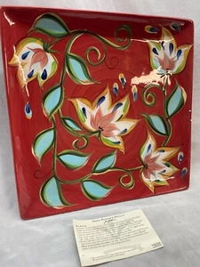 Gail Pittman Southern Living at Home RED BOUNTIFUL 13" Square Serving platter - Picture 1 of 8