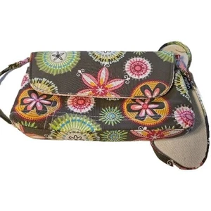 Bolso Bandolera Gitano Marrón Multicolor Floral Cacao Algodón Rosa Pana Forrado - Imagen 1 de 8