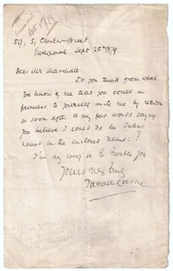 Sir Hall Caine (1853-1931), novelist, 1879 letter - Picture 1 of 1