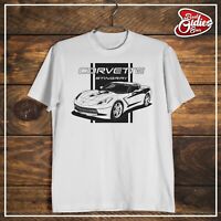 Chevrolet Corvette Sting Ray  C7 Car Siluette Logo Men's T-Shirt S M L XL 2XL