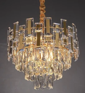 Ralux Modern Crystal Chandelier Pendant Light Fixtures 5 Bulb 5 Tier Waterfal... - Picture 1 of 7