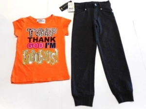 Girls Outfits Pants Tops TGIF Shirts Thank God I'm Fabulous T-shirt 4, 4T - Picture 1 of 5