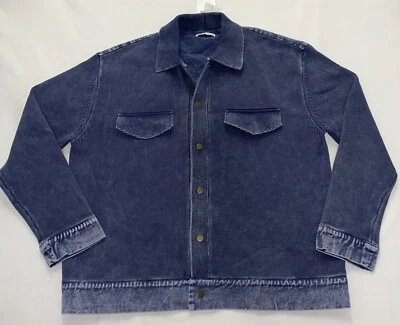 ZARA  COMBINATION WASHED EFFECT KNIT DENIM CARDIGAN SIZE LARGE - Image 1 of 4