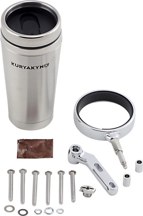 Kuryakyn 1463 Chrome Drink Holder with Stainless Steel Mug for Perch Mount - Изображение 1 из 3