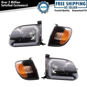 Headlight Assembly Set Black Background Fits 2000-2004 Toyota Tundra - Picture 1 of 12