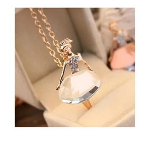 BALLERINA GIRL DIAMOND PENDANT NECKLACE Novelty Ballet Cute Gift Tutu Dance UK - Picture 1 of 1