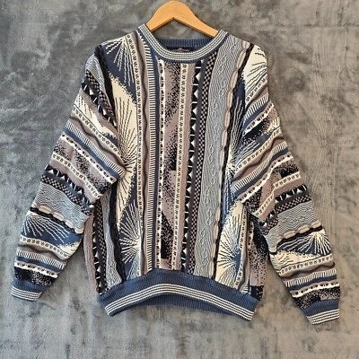 Suéter De Colección Algodón Comerciantes Para Hombres L Tejido 3D Texturizado Grueso 100% Algodón Azul Foto 1 de 4