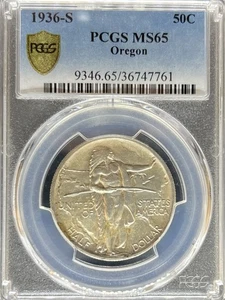 1936-S 50C Oregon MS65 PCGS (#PA36747761) - Picture 1 of 2